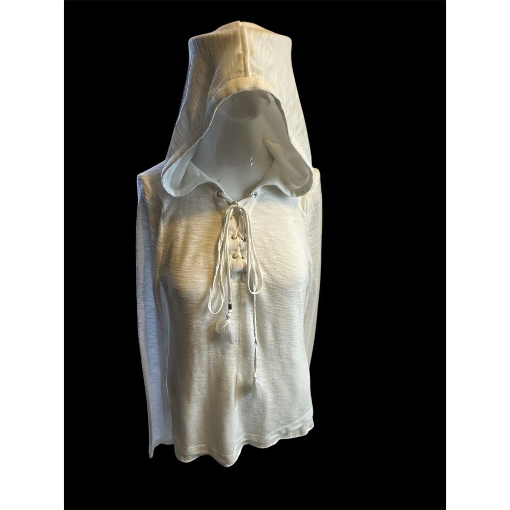 White House Black Market Women’s Hoodie Blouse w/ Strings Sz S White